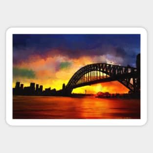 Sydney Harbour Australia Impressionist Sunset Art Sticker